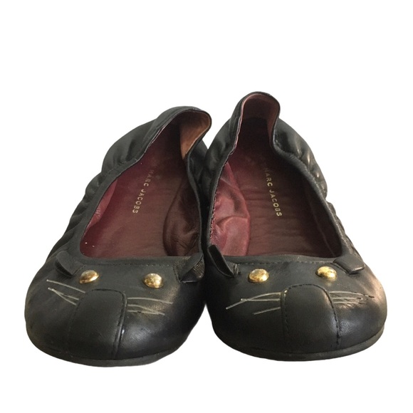 MARC JACOBS Black Leather Cat Ballet Flats 9 - Picture 9 of 13